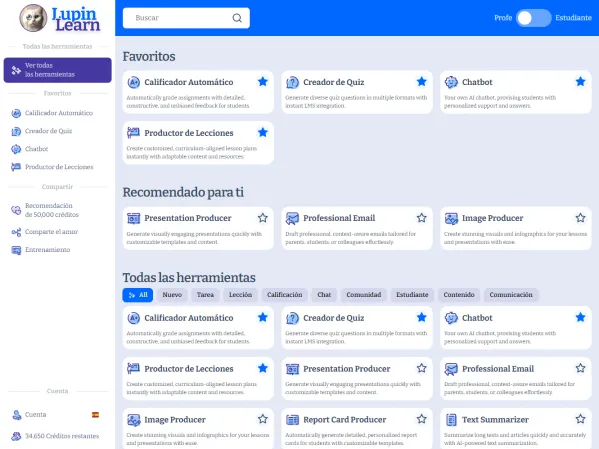 Herramientas de IA de Lupin Learn