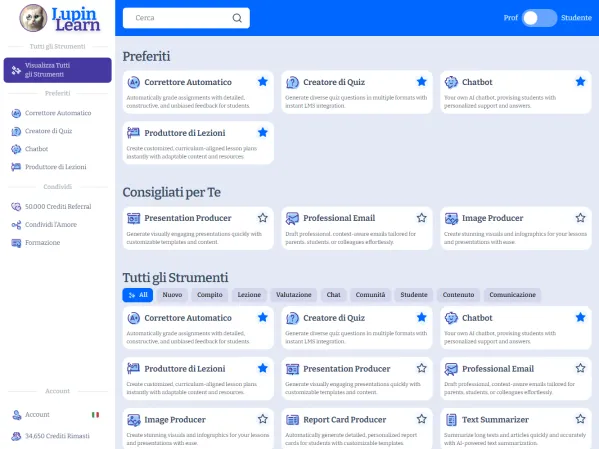 Strumenti di intelligenza artificiale di Lupin Learn
